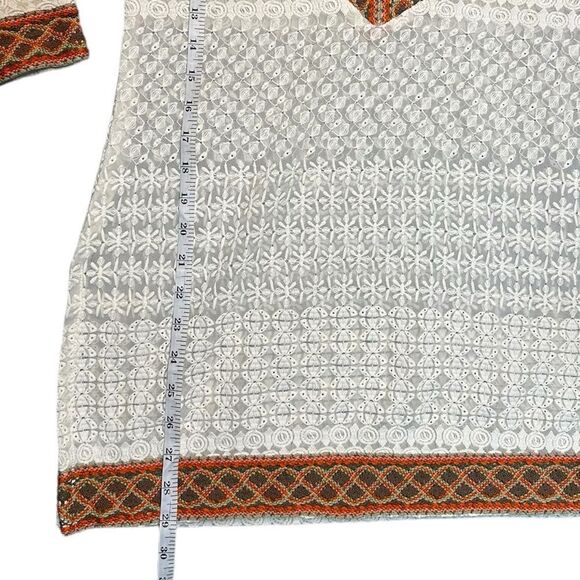 Zola Earthly Fashions Ivory Lacey Tunic Dress with Embroidered Accents Large - Picture 10 of 10